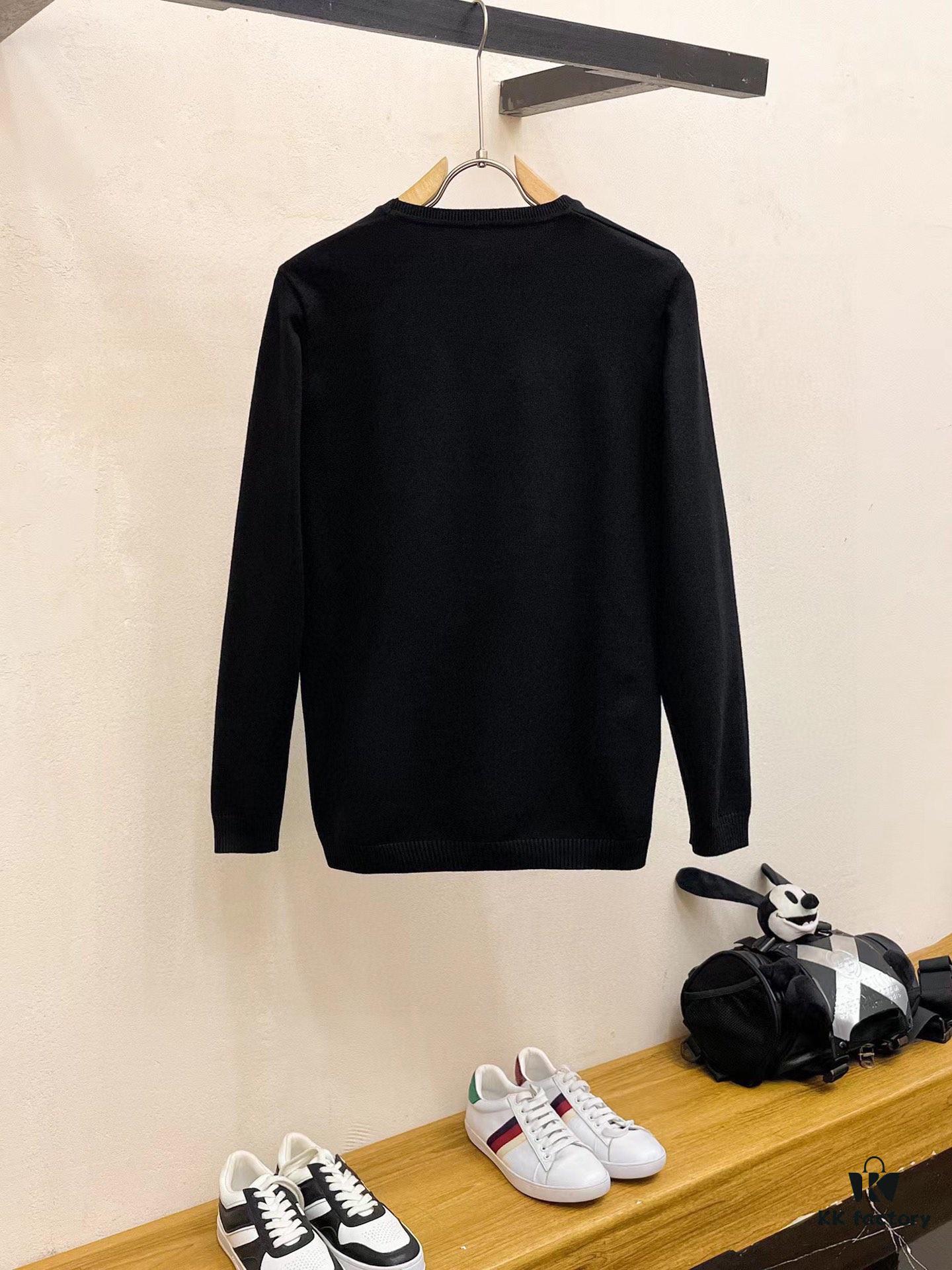 ARMANI Men's Autumn-Winter Classic Round-Neck Wool Pullover Sweater, 2025 New Arrival, Slim-Fit Premium Wool Blend Knitwear with Contrasting Logo, Timeless and Versatile Design