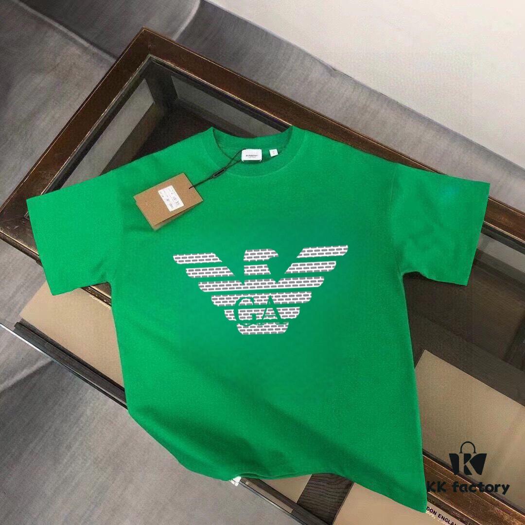 ARMANI Men's Casual Short-Sleeve T-Shirt, Spring/Summer 2025 New Arrival, Premium Logo Design, Imported Silk-Cotton Fabric, Stylish and Versatile for Big and Tall