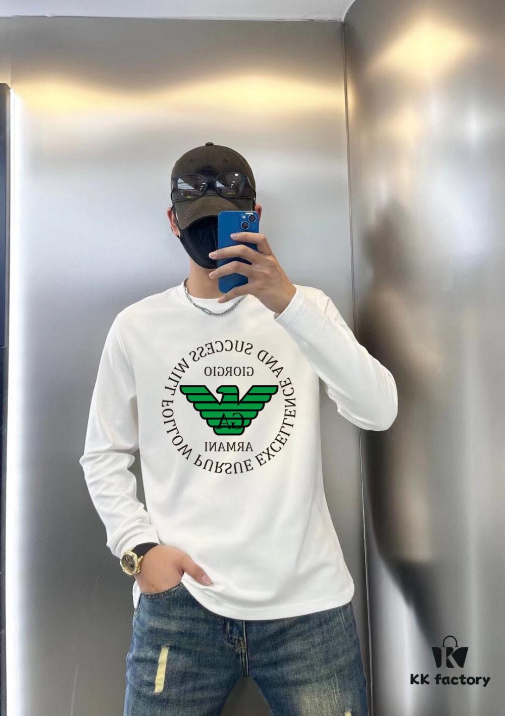 Armani 2024 Spring Collection Premium Original Quality Fashion 230g Casual Long-Sleeve Base Layer T-Shirt