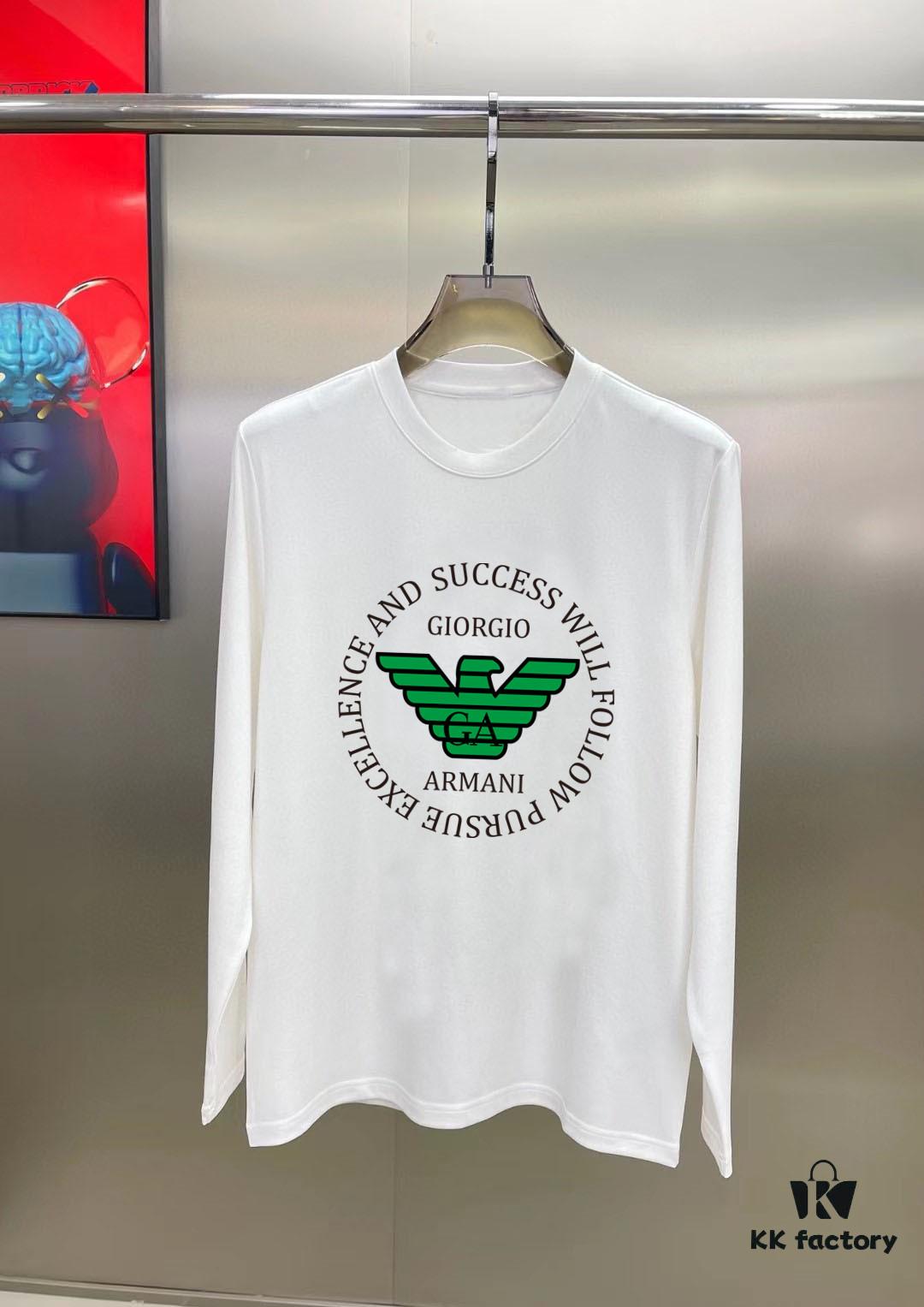 Armani 2024 Spring Collection Premium Original Quality Fashion 230g Casual Long-Sleeve Base Layer T-Shirt