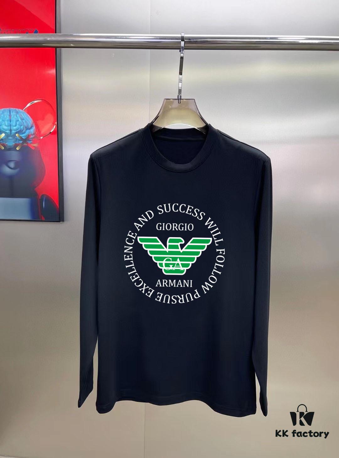 Armani 2024 Spring Collection Premium Original Quality Fashion 230g Casual Long-Sleeve Base Layer T-Shirt