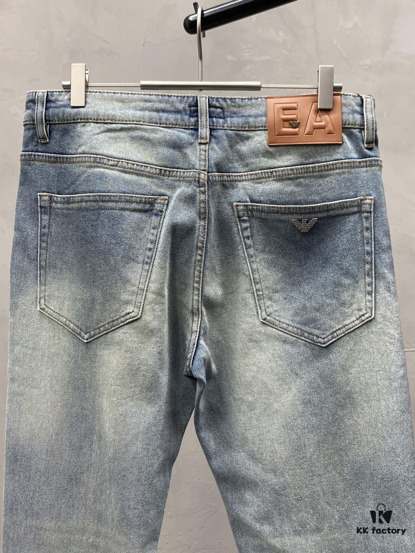 ARMANI Men's Premium Casual Jeans, Exclusive New Arrival, High-End Version, Breathable Comfortable Fabric, Soft and Smooth Texture, Modern Relaxed Fit Design