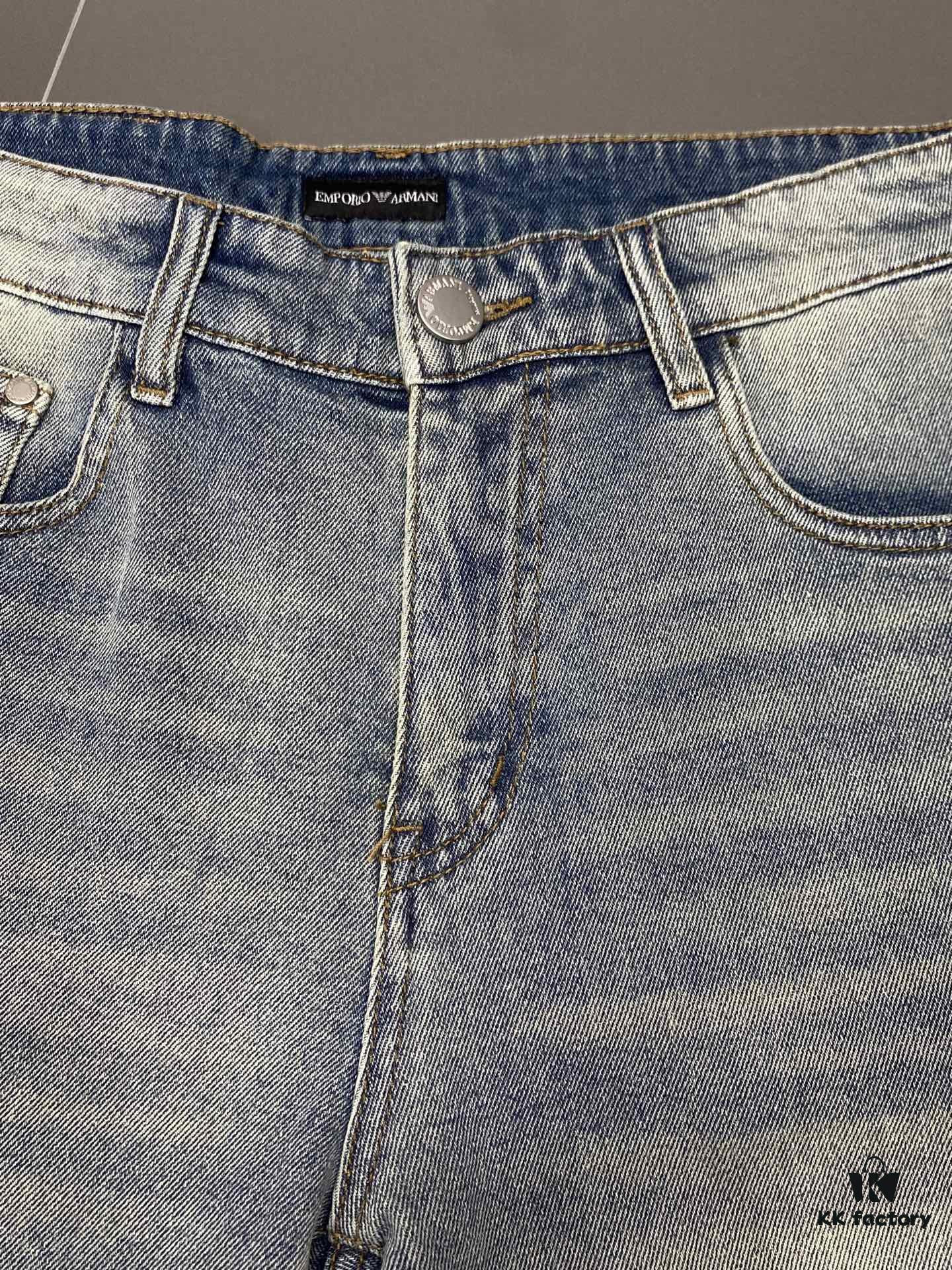 ARMANI Men's Premium Casual Jeans, Exclusive New Arrival, High-End Version, Breathable Comfortable Fabric, Soft and Smooth Texture, Modern Relaxed Fit Design