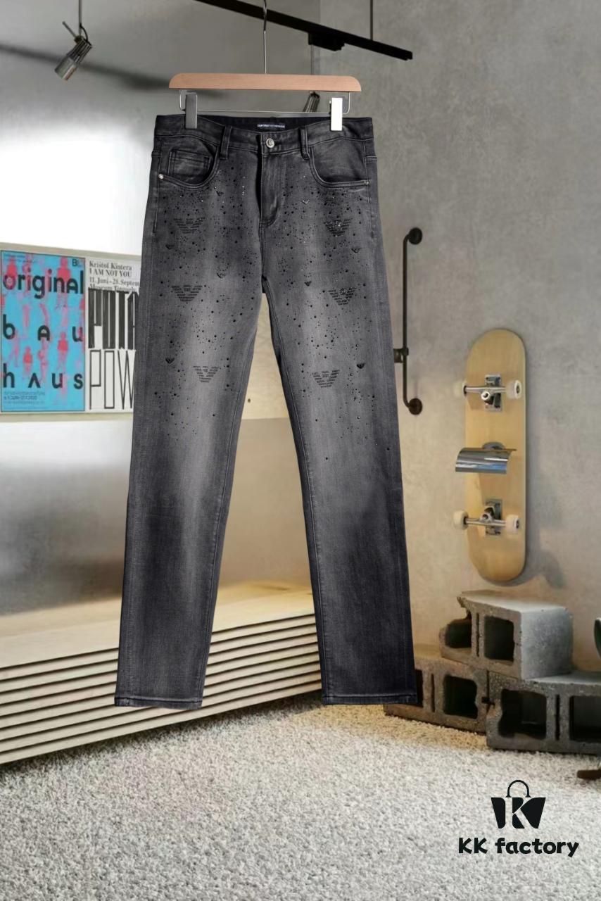 Armani Rhinestone-Embellished Jeans with Premium Craftsmanship