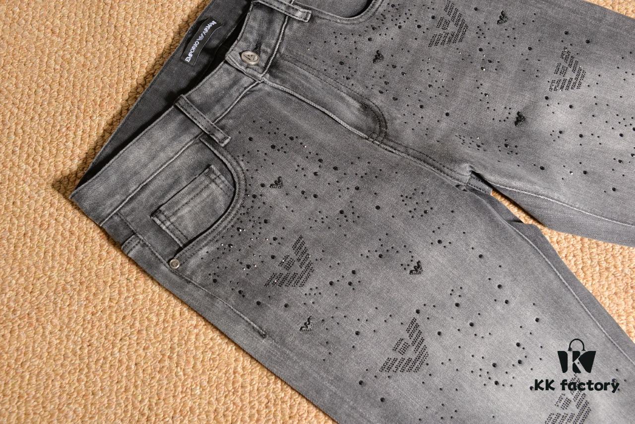 Armani Rhinestone-Embellished Jeans with Premium Craftsmanship