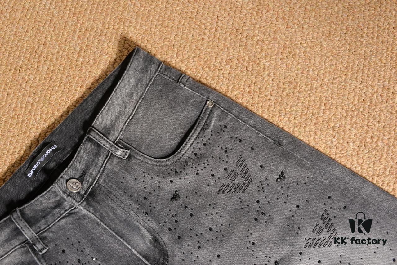 Armani Rhinestone-Embellished Jeans with Premium Craftsmanship