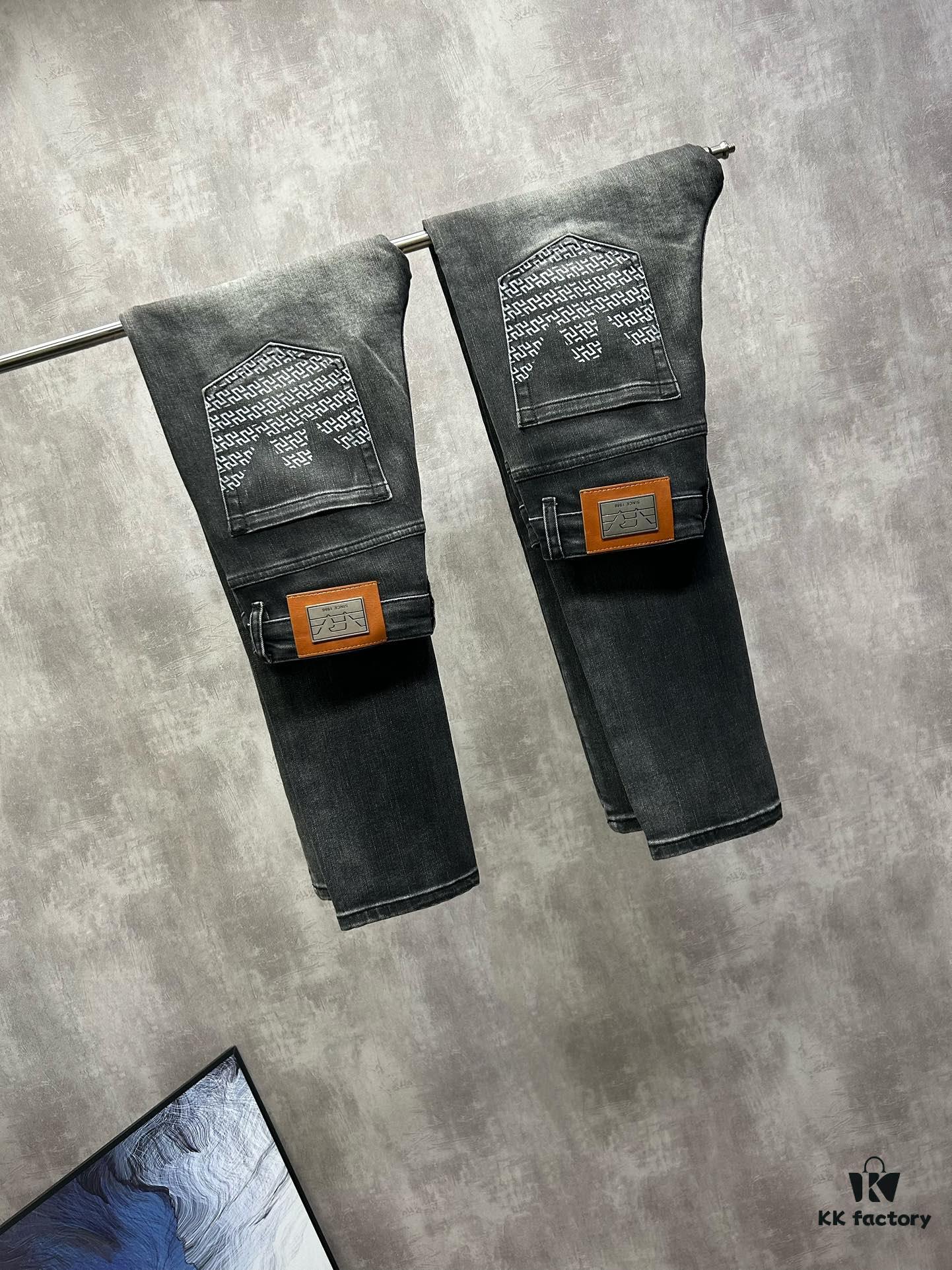 Armani 2024 New Luxury High-End Casual Business Denim Jeans Solid Color Slim Fit Jeans