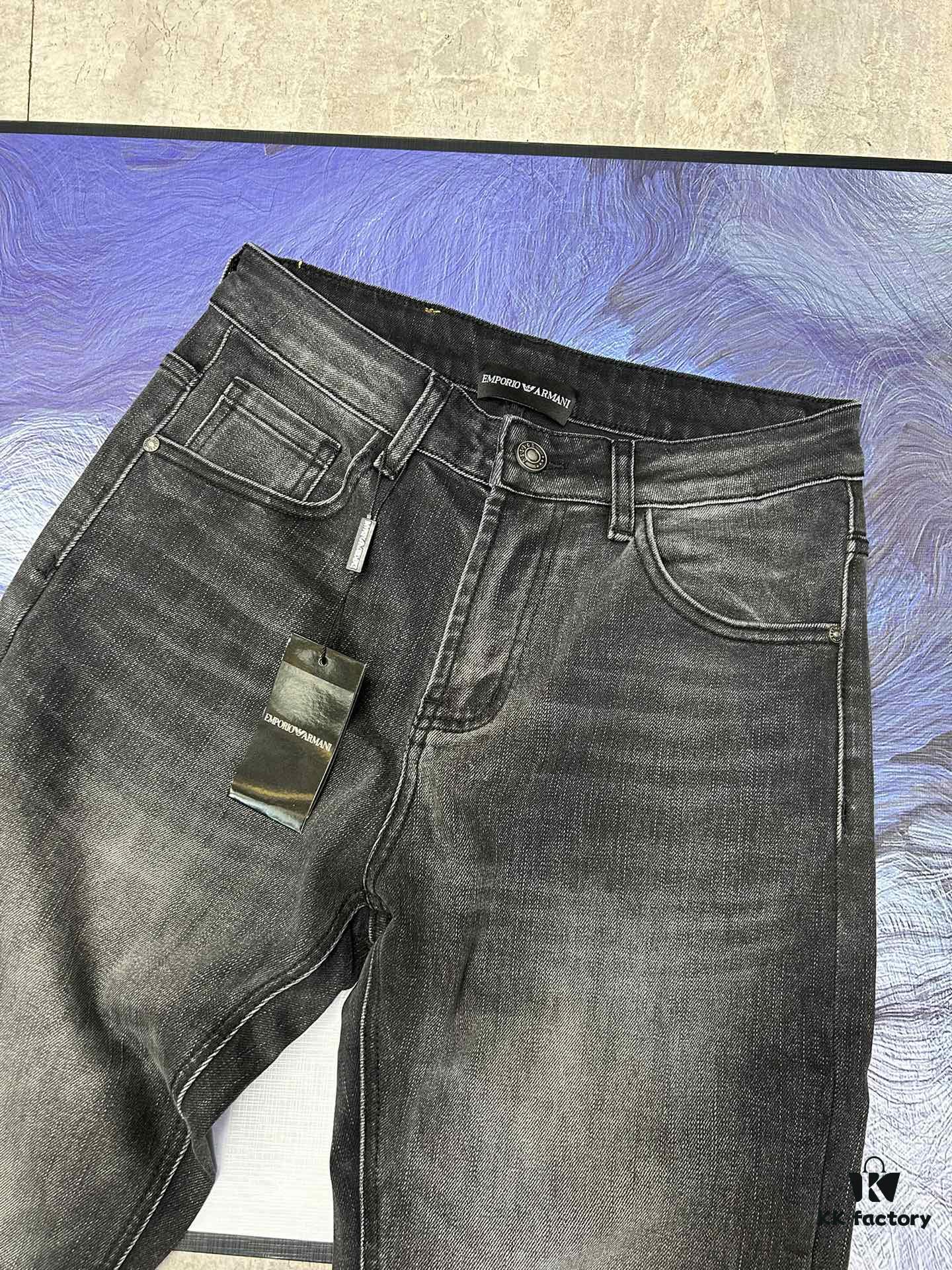 Armani New Arrival 2024 Luxury Casual Business Denim Jeans Solid Color Slim Fit Jeans