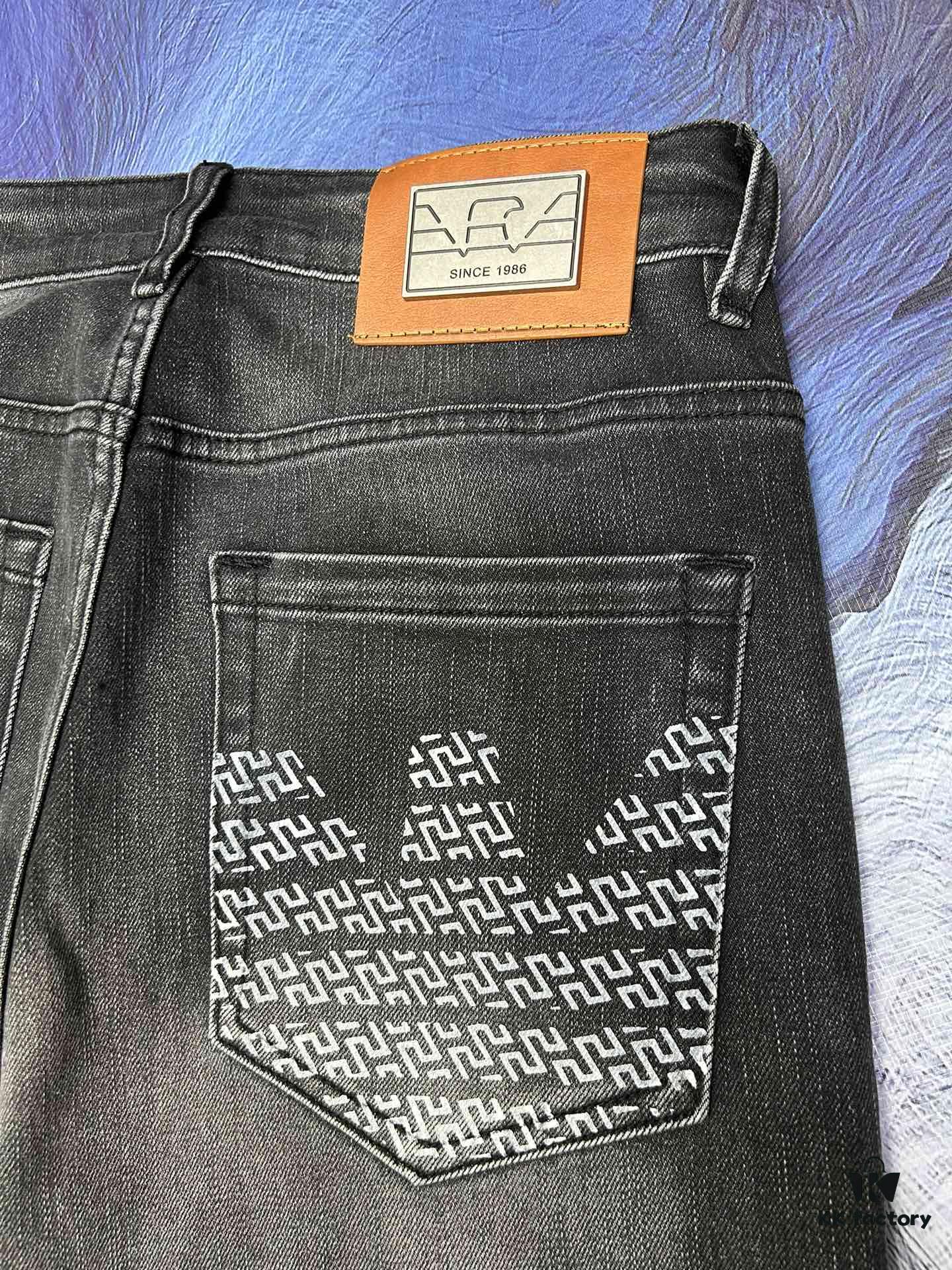 Armani New Arrival 2024 Luxury Casual Business Denim Jeans Solid Color Slim Fit Jeans