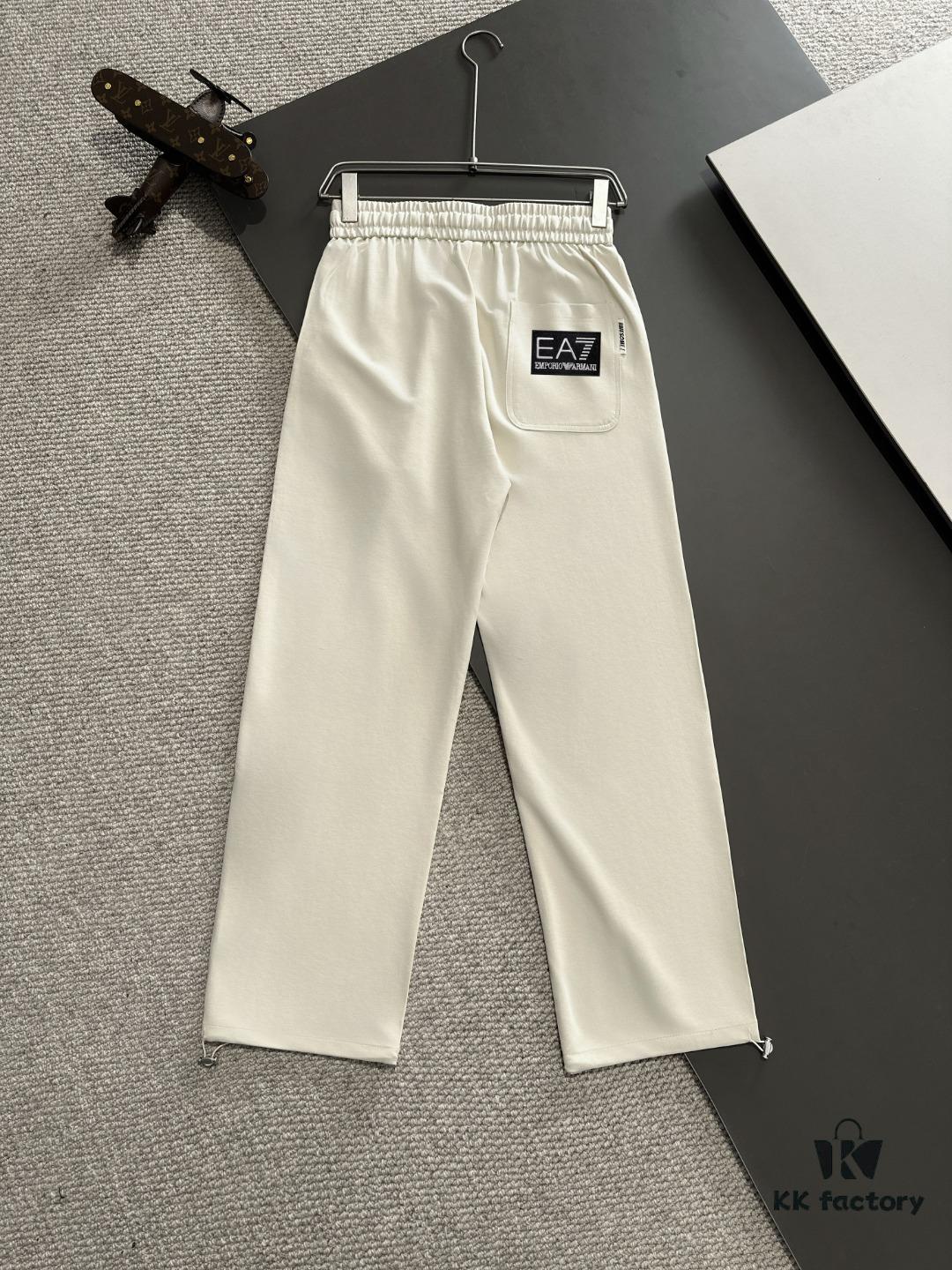 Armani 2025 Spring/Summer New Elastic Waist Casual Pants, Lightweight Custom Counter Fabric, Breathable and Comfortable, Exquisite Details, Brand Design Concept, High Quality, Soft and Smooth Touch, Leisure Cut with Excellent Fit