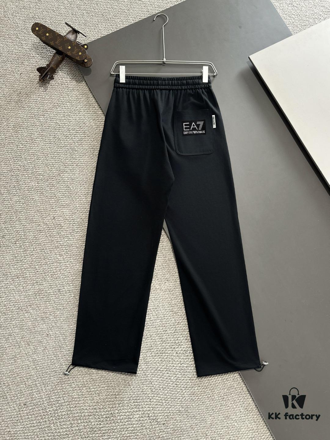 Armani 2025 Spring Summer New Arrival Elastic Waist Casual Pants, Lightweight Premium Custom Fabric, Breathable and Comfortable, Exquisite Details, Brand-Inspired Design, High-Quality Craftsmanship, Soft and Smooth Texture, Stylish Relaxed Cut with Excellent Fit