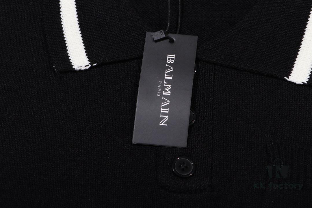 Balmain BALMAIN 2024 New Arrival POLO Short-Sleeve Sweater with Embroidered Logo on Chest Pocket