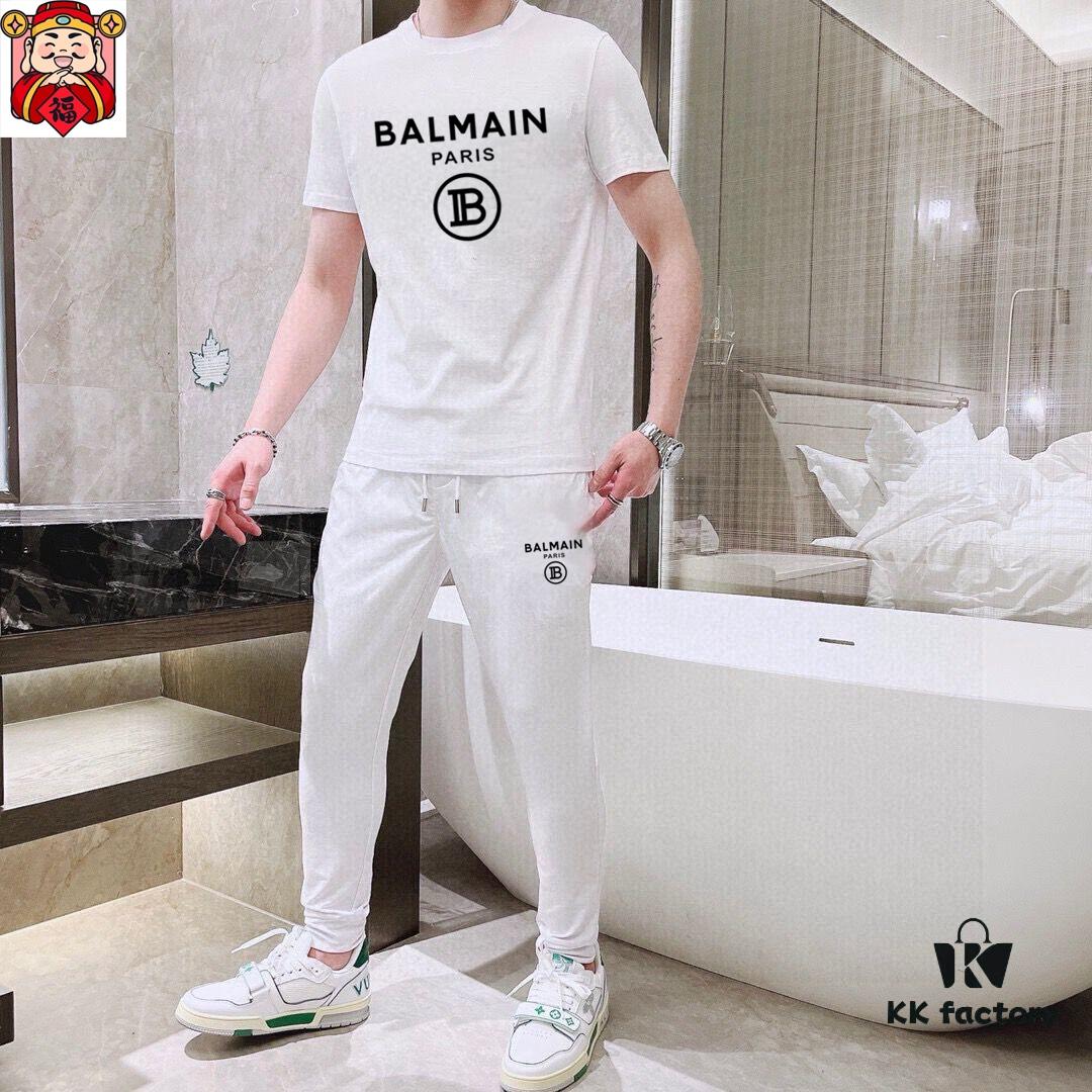 BALMAIN Men's High-Quality Double-Merino Wool Summer Suit Set, Official Website Same Style, Imported Premium Fabric, Fashion Trend Item