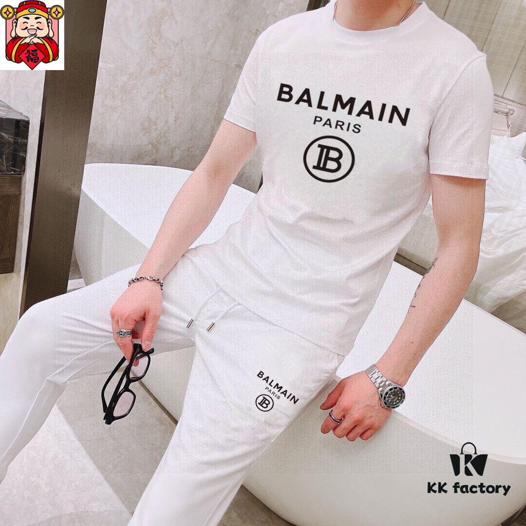 BALMAIN Men's High-Quality Double-Merino Wool Summer Suit Set, Official Website Same Style, Imported Premium Fabric, Fashion Trend Item