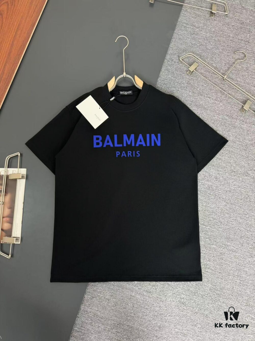 Balmain* Heavyweight 320g Cotton T-Shirt, Thick and Breathable Loose-Fit Short-Sleeve Crew Neck Tee with Logo Print Design, Spring/Summer New Arrival Fashion Casual Wear