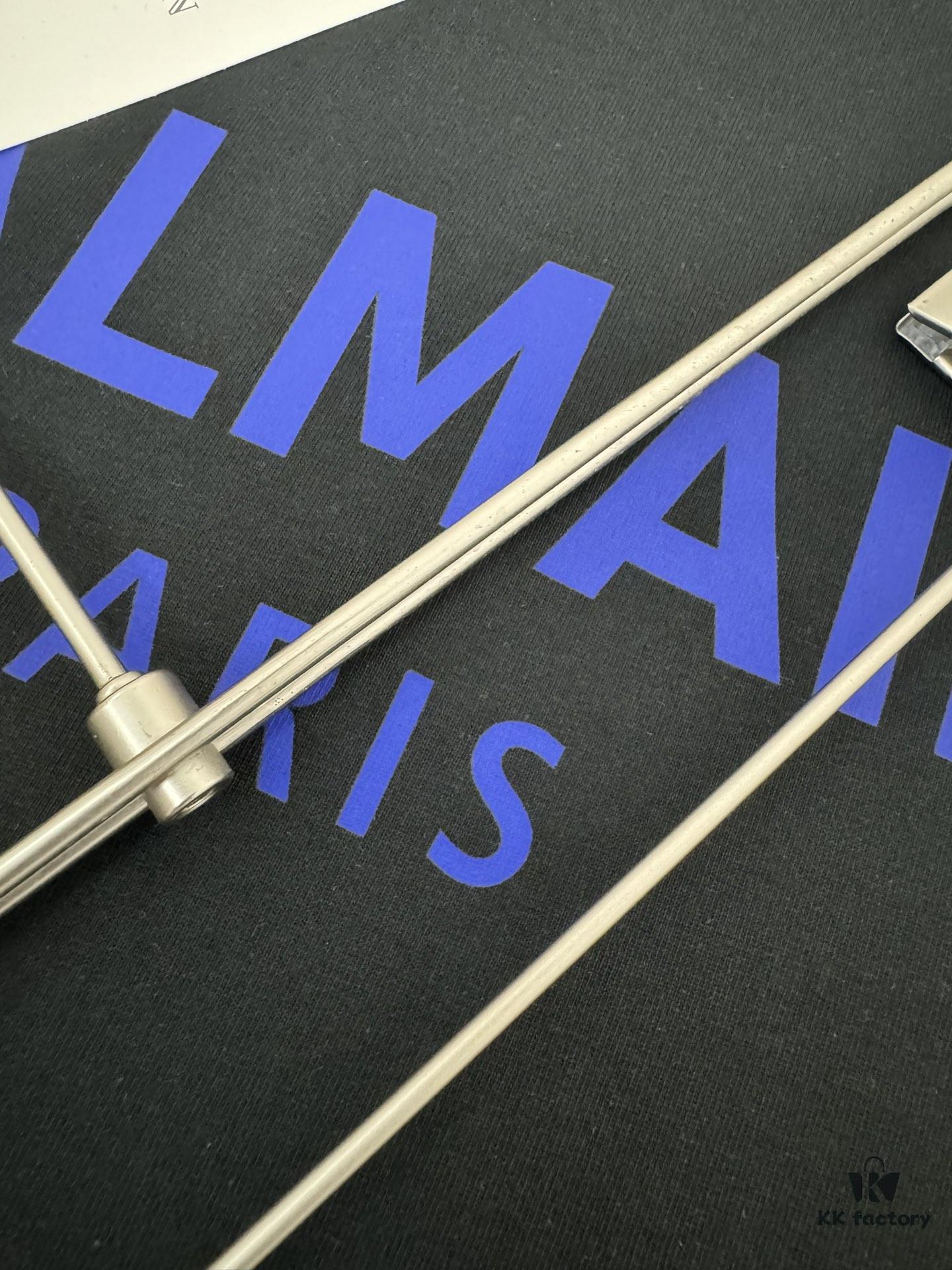 Balmain* Heavyweight 320g Cotton T-Shirt, Thick and Breathable Loose-Fit Short-Sleeve Crew Neck Tee with Logo Print Design, Spring/Summer New Arrival Fashion Casual Wear