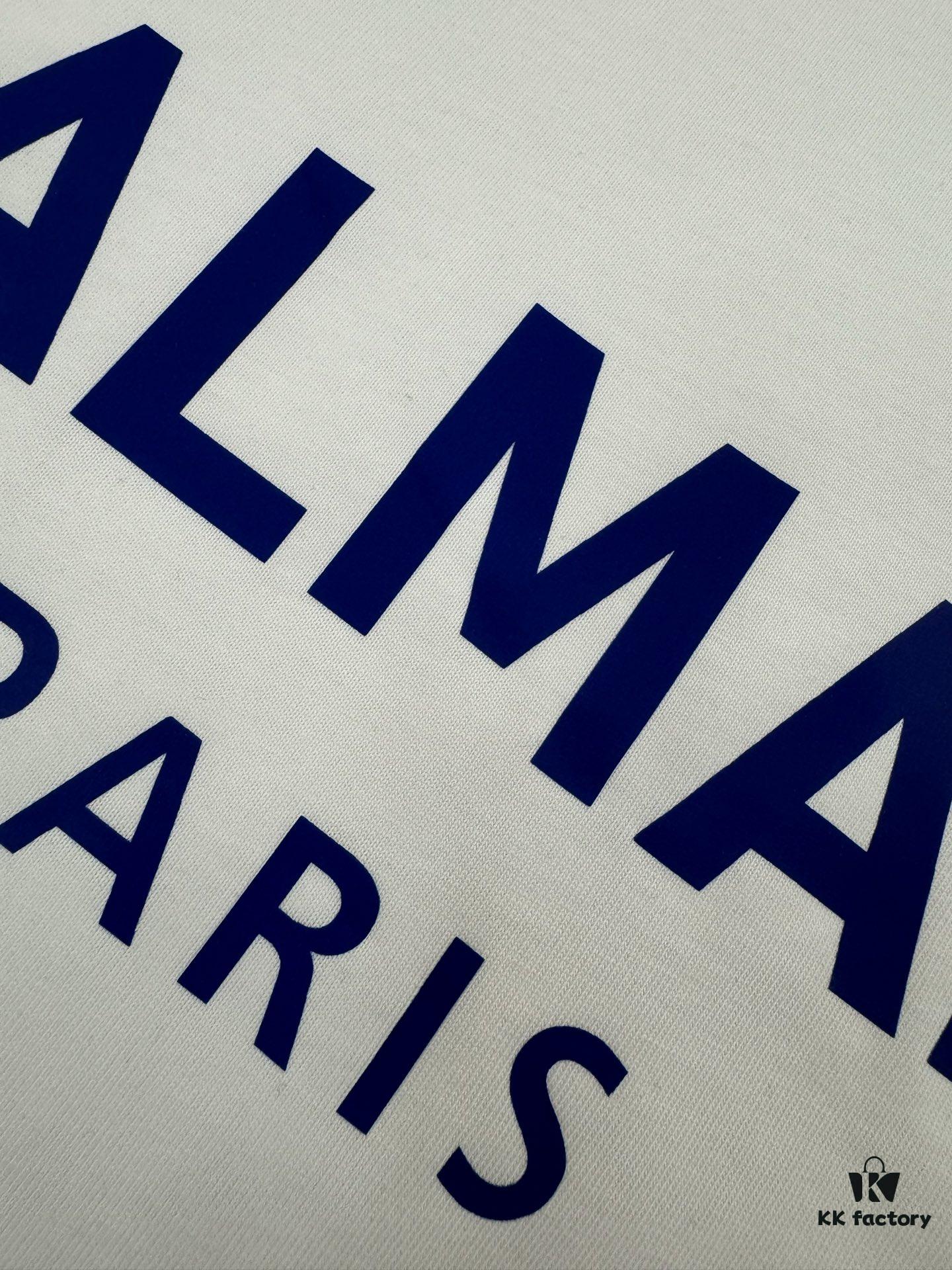 Balmain* 320g Heavyweight Cotton T-Shirt, Thick and Breathable Loose-Fit Short-Sleeve Crew Neck Tee, Fashionable Spring and Summer New Arrival with Printed Logo Design