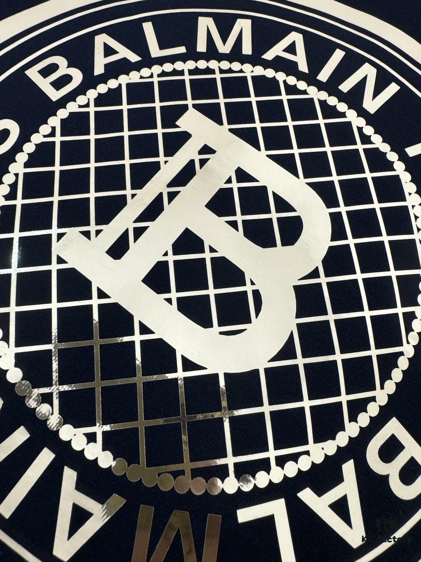 Balmain Heavyweight 320g Cotton T-Shirt, Thick and Breathable Loose-Fit Short-Sleeve Crew Neck Tee, New Spring-Summer Fashion with Gold Foil Logo Print