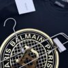 Balmain Heavyweight 320g Cotton T-Shirt, Thick and Breathable Loose-Fit Short-Sleeve Crew Neck Tee, New Spring-Summer Fashion with Gold Foil Logo Print