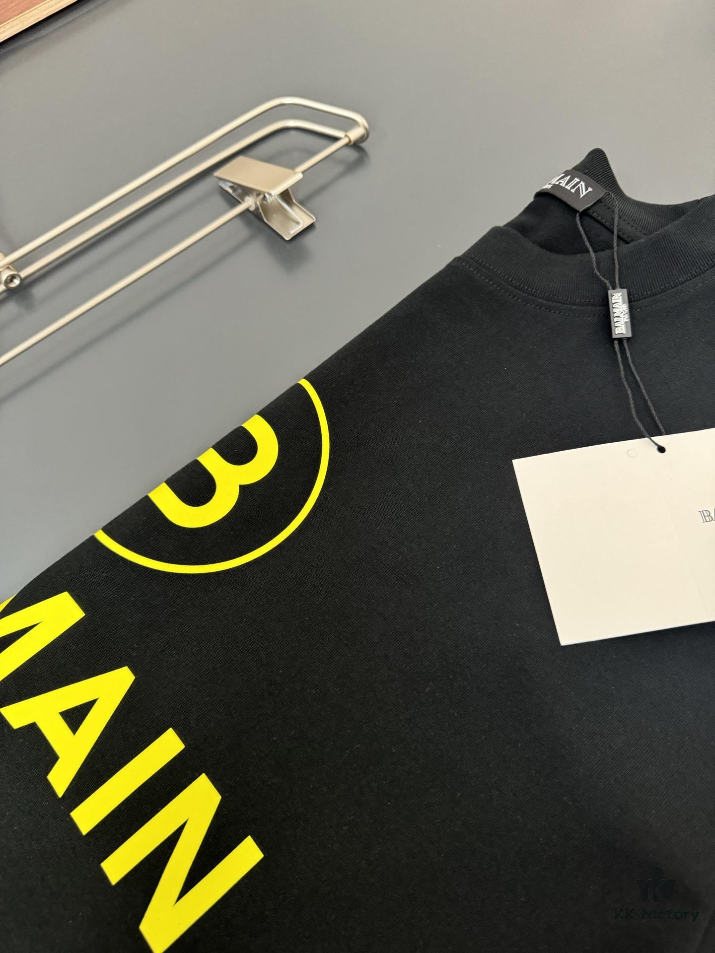 Balmain Heavyweight 320g Cotton T-Shirt with Logo Print, Breathable and Comfortable Loose-Fit Short-Sleeve Crew Neck Tee for Spring and Summer