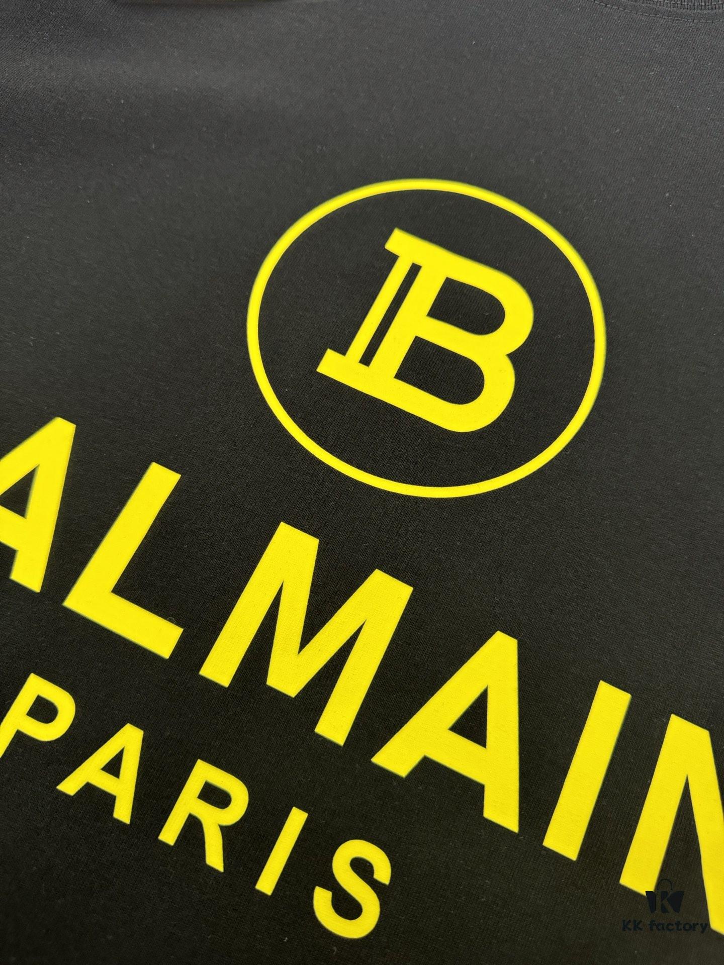 Balmain Heavyweight 320g Cotton T-Shirt with Logo Print, Breathable and Comfortable Loose-Fit Short-Sleeve Crew Neck Tee for Spring and Summer