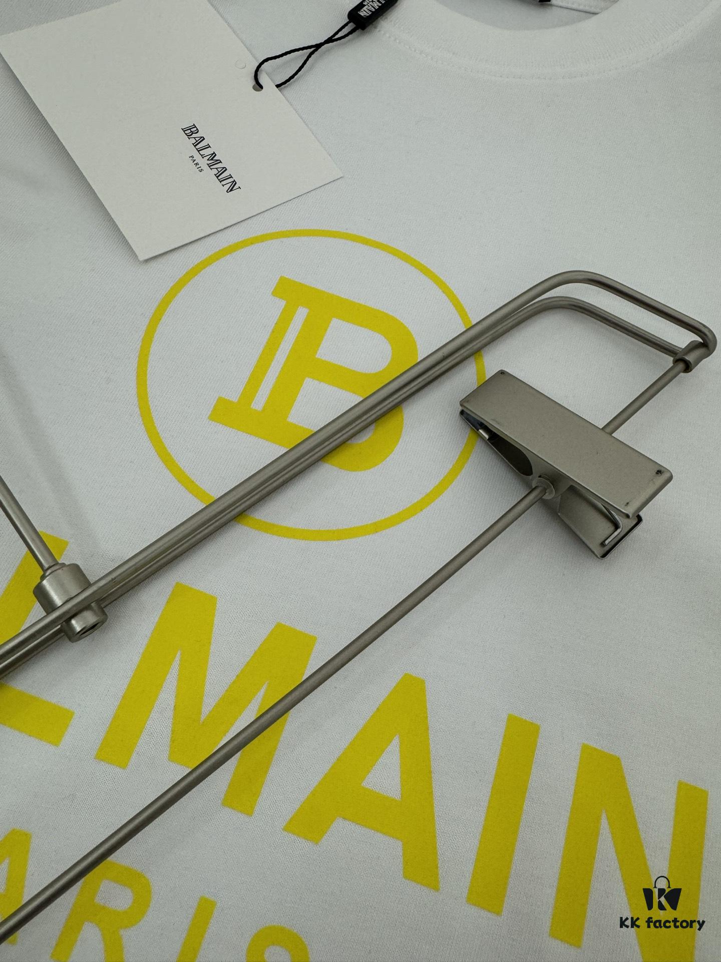 Balmain Heavyweight 320g Cotton T-Shirt with Logo Print, Breathable Loose-Fit Short-Sleeve Crew Neck Tee for Spring and Summer