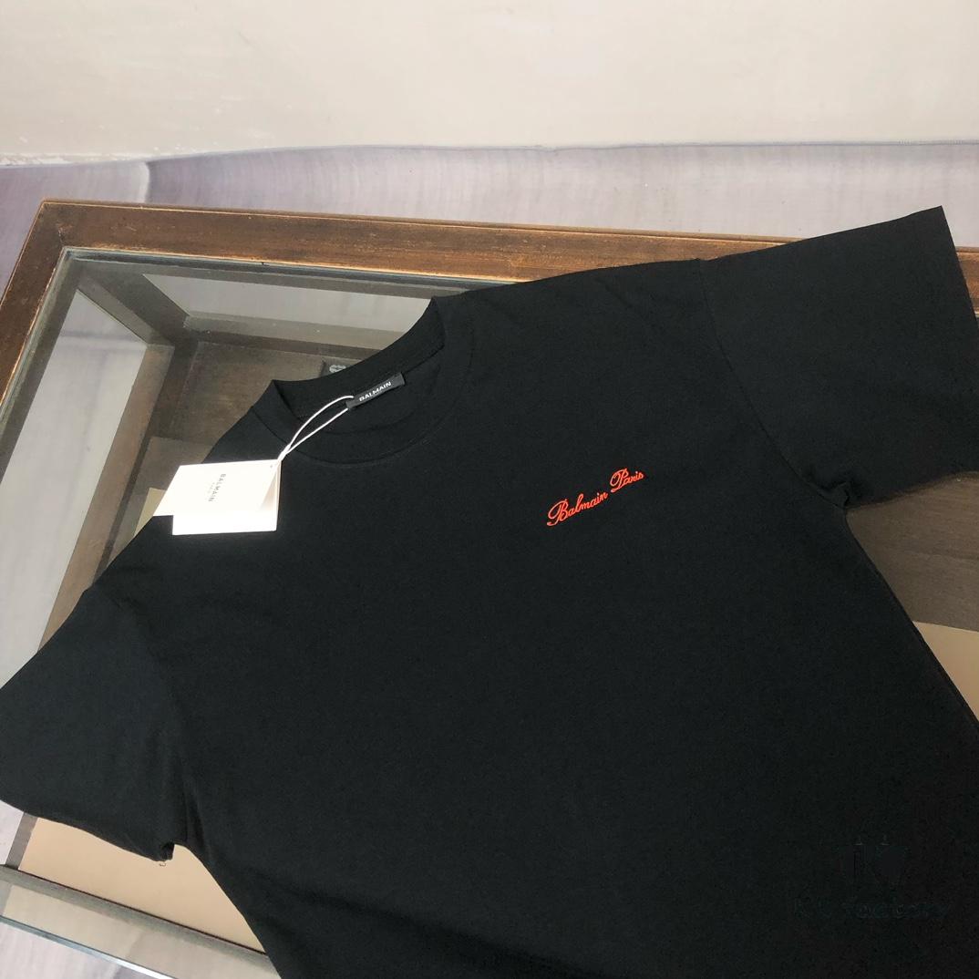 BALMAIN 2025SS Collection Counter-Match Round Neck Short-Sleeve T-Shirt – Front and Back Custom Logo Craftsmanship, Exclusive Fabric Supply, Thick Board 3D Structure
