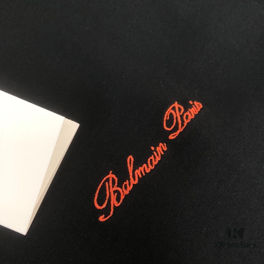 BALMAIN 2025SS Collection Counter-Match Round Neck Short-Sleeve T-Shirt – Front and Back Custom Logo Craftsmanship, Exclusive Fabric Supply, Thick Board 3D Structure