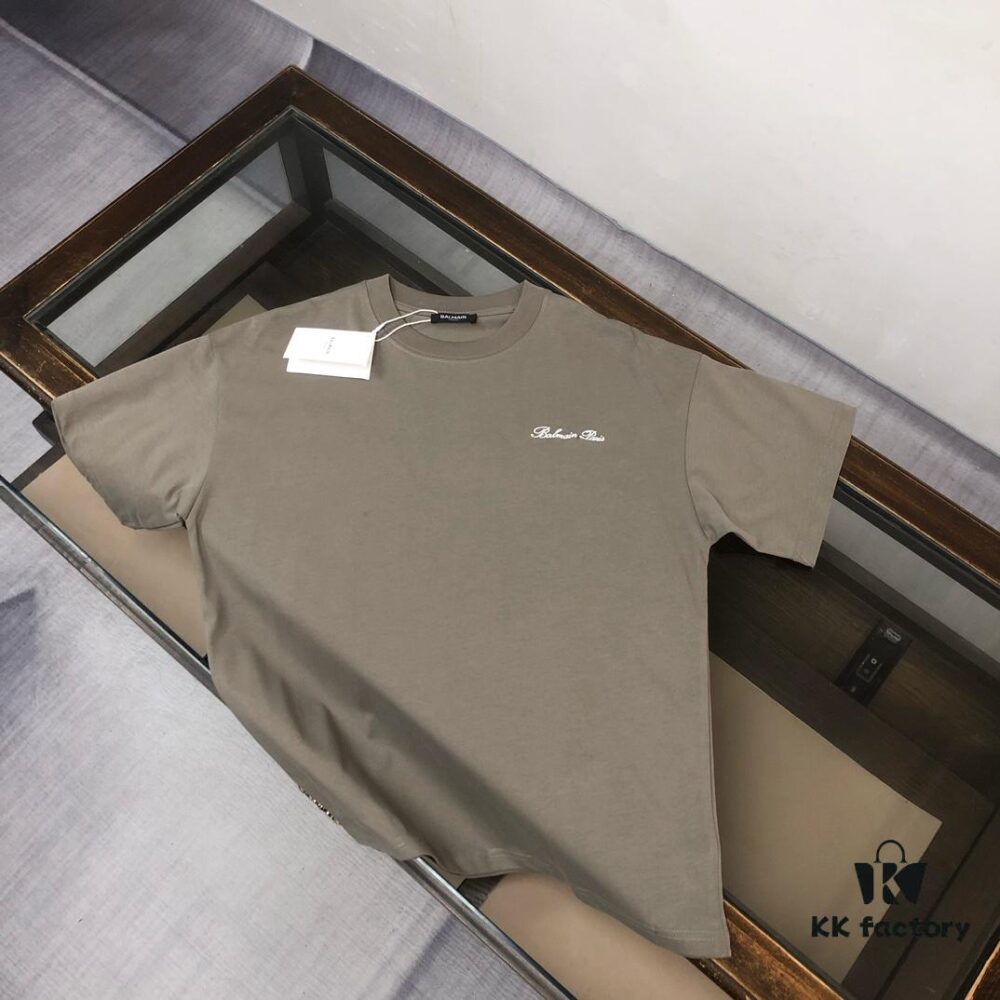 BALMAIN 25SS Counterpart Round Neck Short Sleeve T-Shirt with Custom Embroidered Logo – Premium Heavyweight Cotton Fabric, Unisex Design