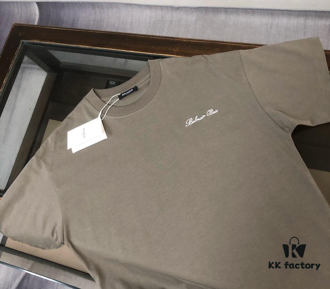 BALMAIN 25SS Counterpart Round Neck Short Sleeve T-Shirt with Custom Embroidered Logo – Premium Heavyweight Cotton Fabric, Unisex Design