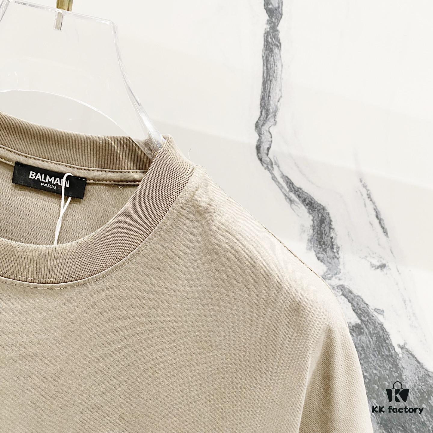 BALMAIN Crew Neck Short Sleeve T-Shirt 260g with Embroidered Logo