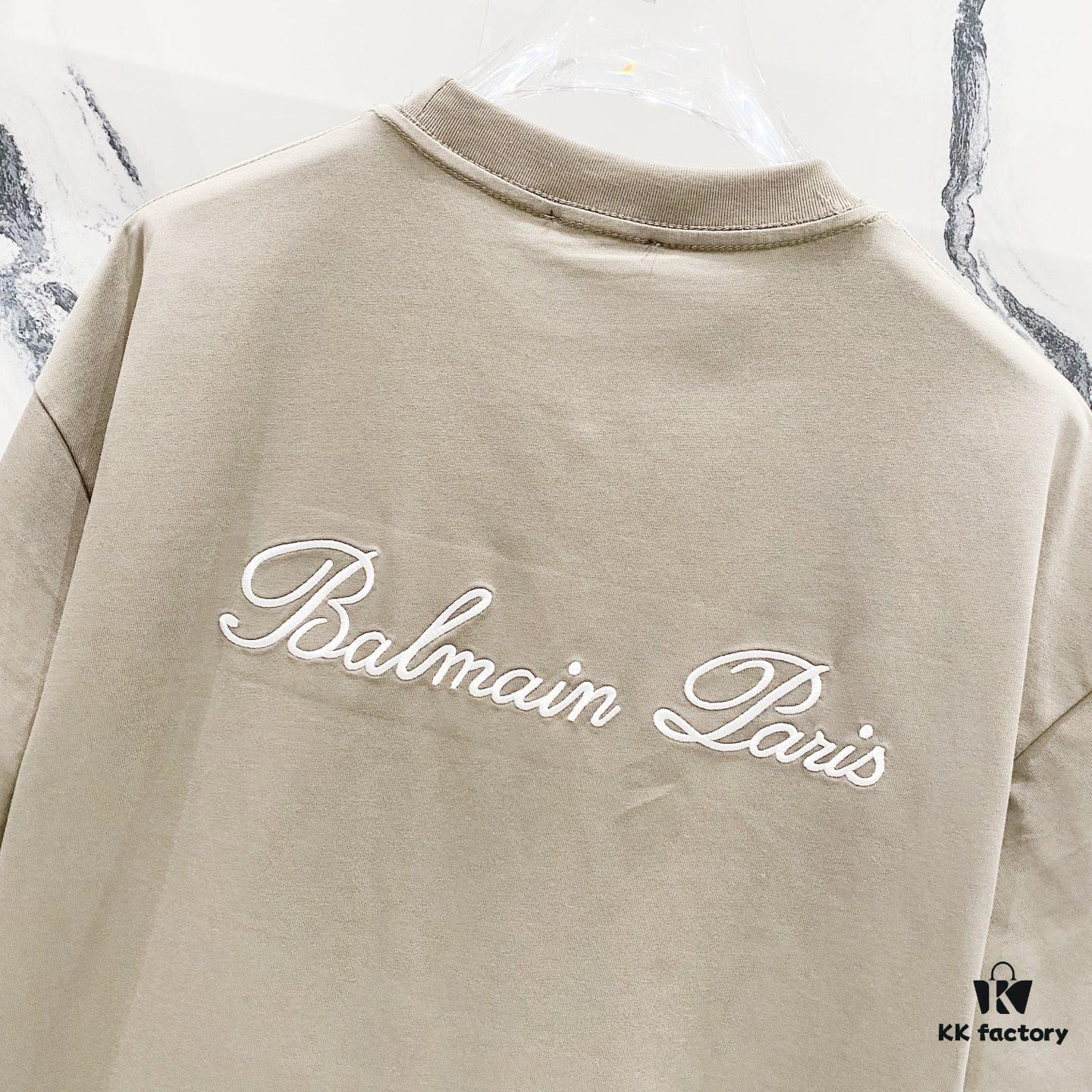 BALMAIN Crew Neck Short Sleeve T-Shirt 260g with Embroidered Logo