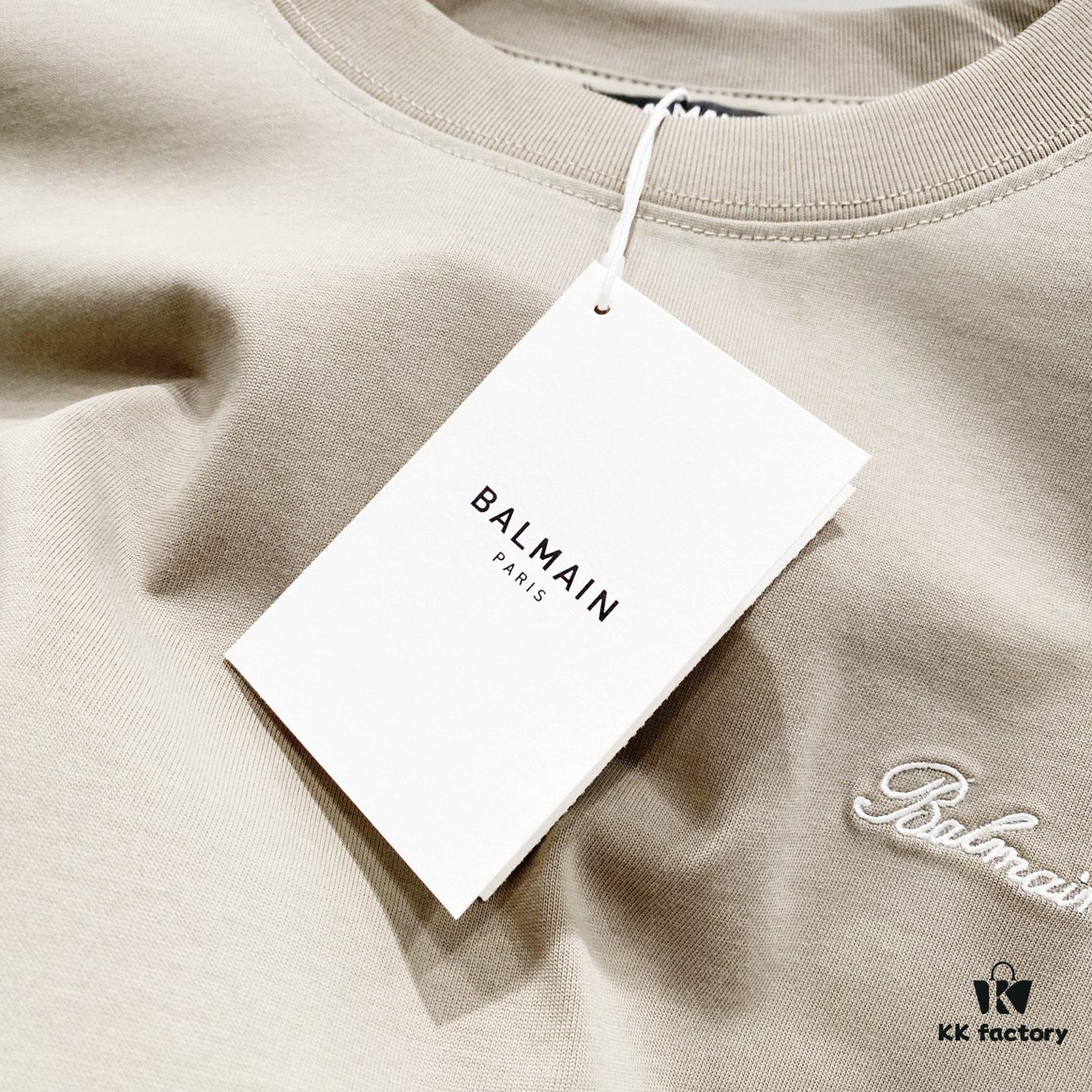 BALMAIN Crew Neck Short Sleeve T-Shirt 260g with Embroidered Logo