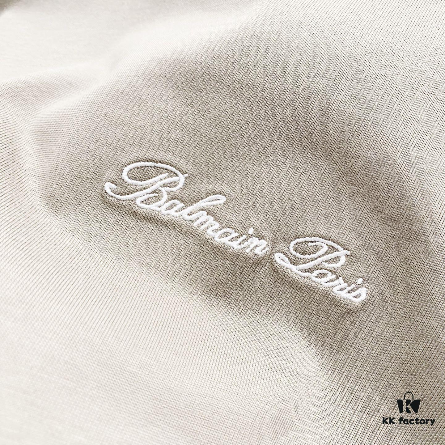 BALMAIN Crew Neck Short Sleeve T-Shirt 260g with Embroidered Logo