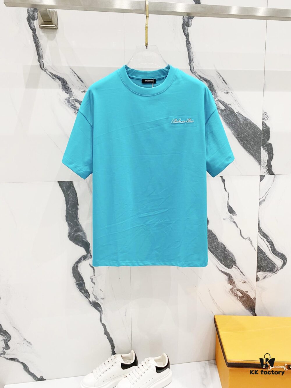 BALMAIN Crew Neck Short Sleeve T-Shirt 260g with Embroidered Logo