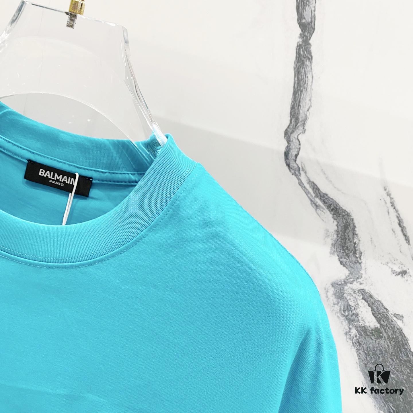 BALMAIN Crew Neck Short Sleeve T-Shirt 260g with Embroidered Logo