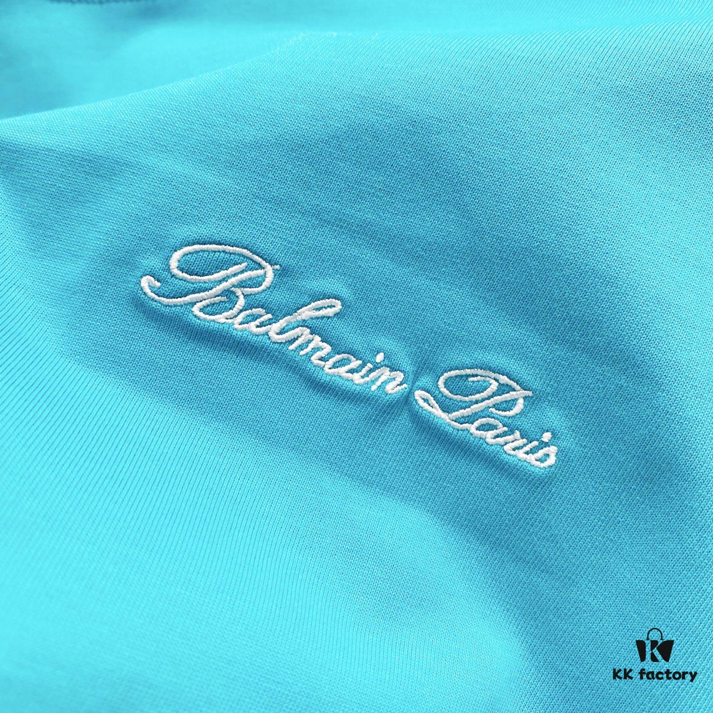 BALMAIN Crew Neck Short Sleeve T-Shirt 260g with Embroidered Logo