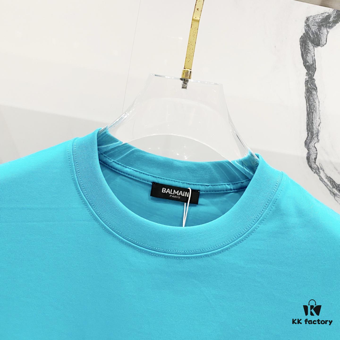 BALMAIN Crew Neck Short Sleeve T-Shirt 260g with Embroidered Logo