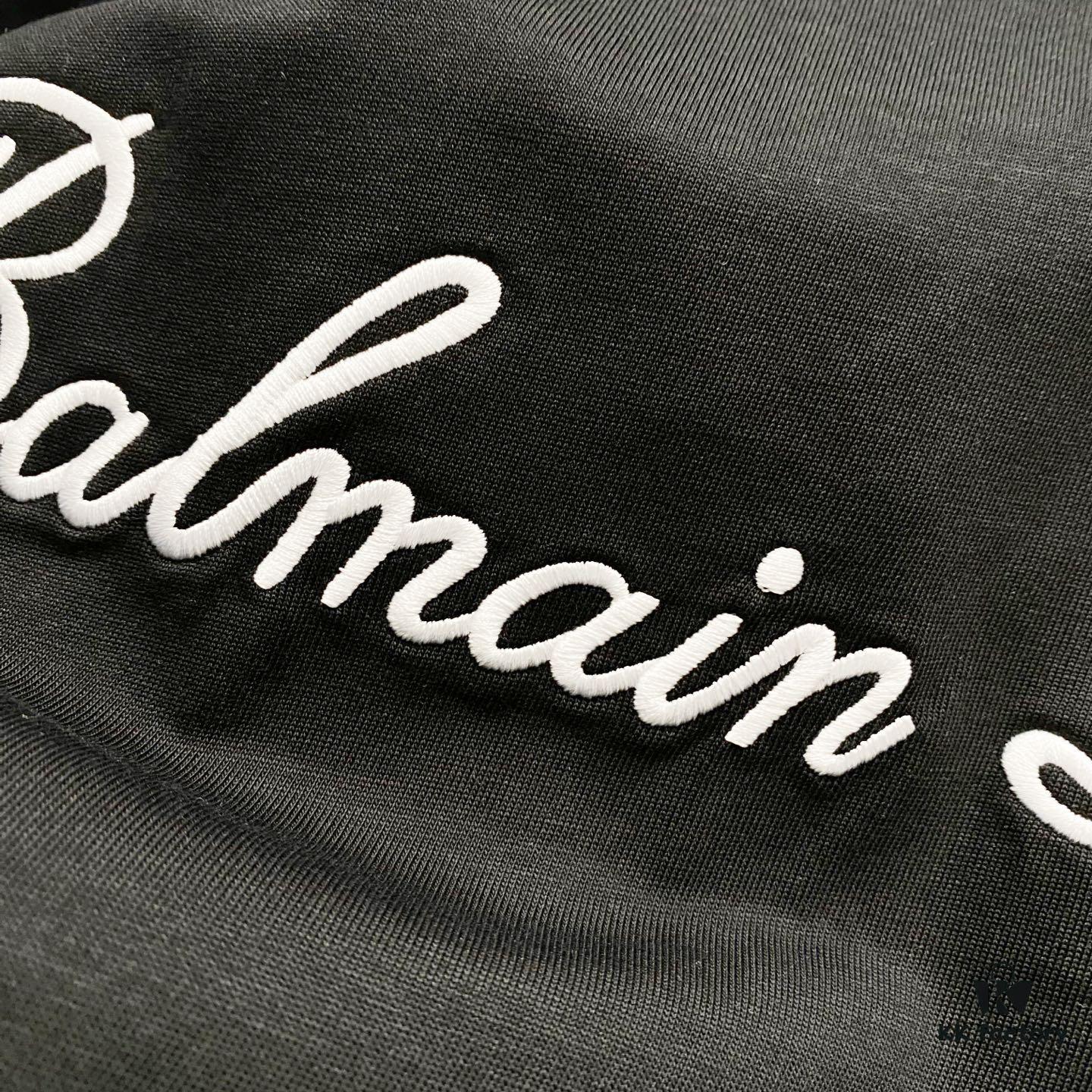 BALMAIN 260g Crew Neck Short Sleeve T-Shirt with Embroidered Brand Logo