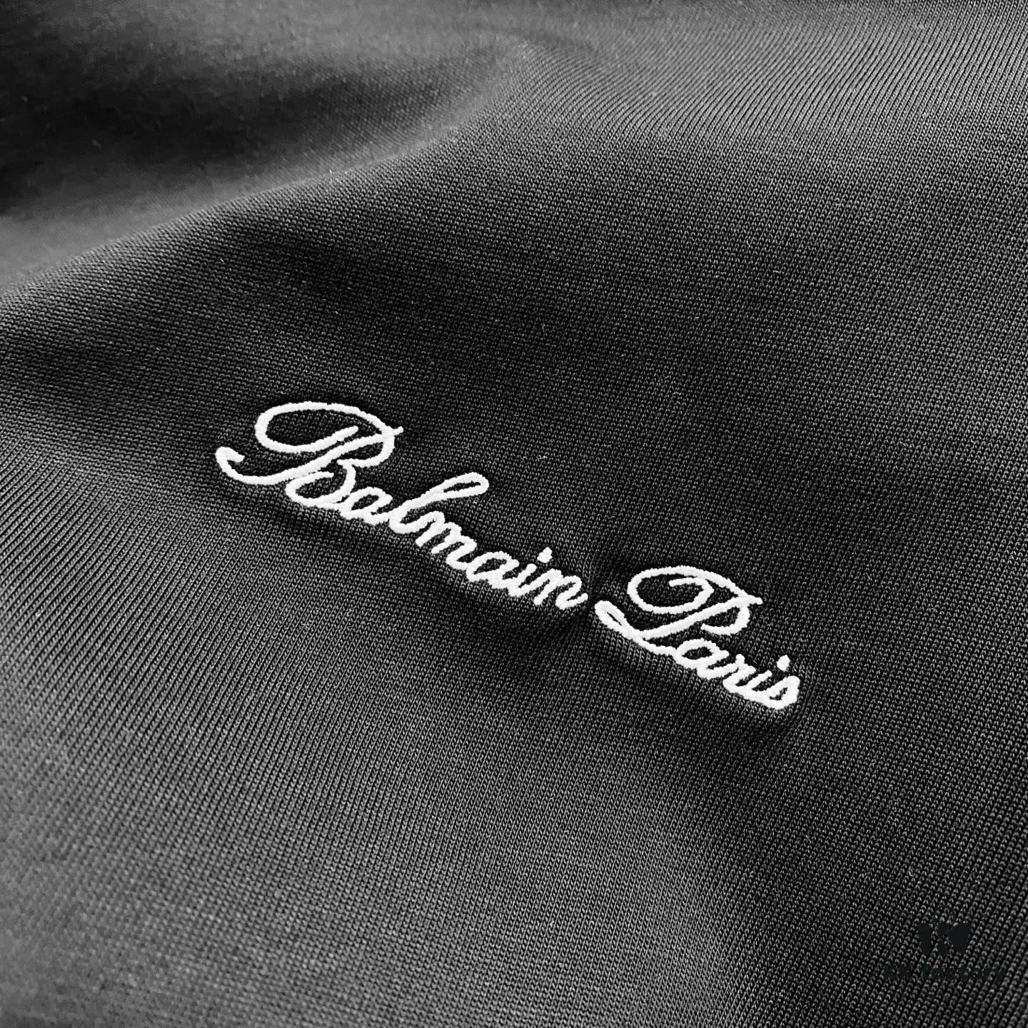 BALMAIN 260g Crew Neck Short Sleeve T-Shirt with Embroidered Brand Logo