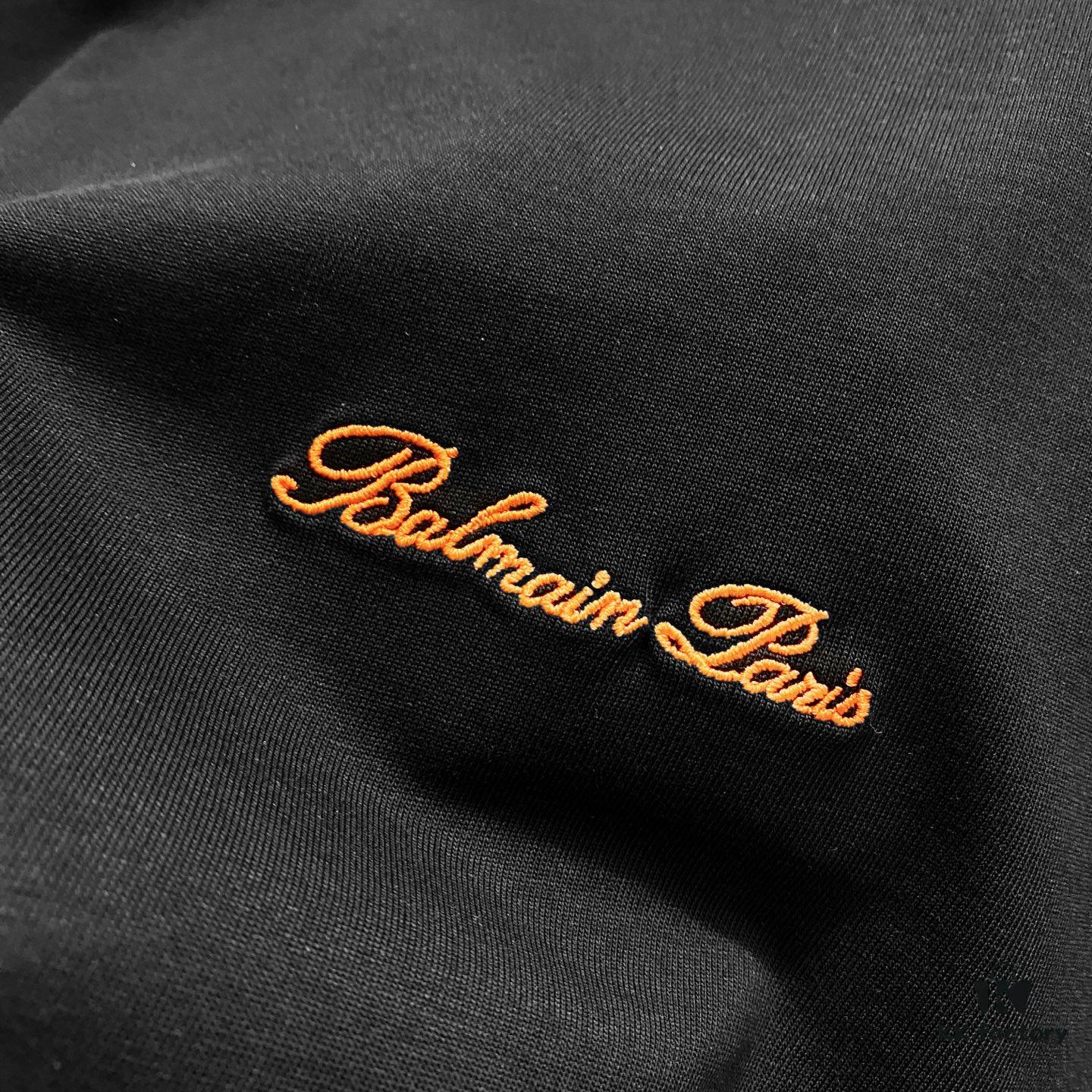 BALMAIN 260g Crew Neck Short Sleeve T-Shirt Embroidered Small Letter Logo Saint Warrior Brand Print Design