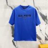 BALMAIN Men's 260g Crew Neck Short Sleeve T-Shirt with Brand Letter Flocked Overlapping Logo Print