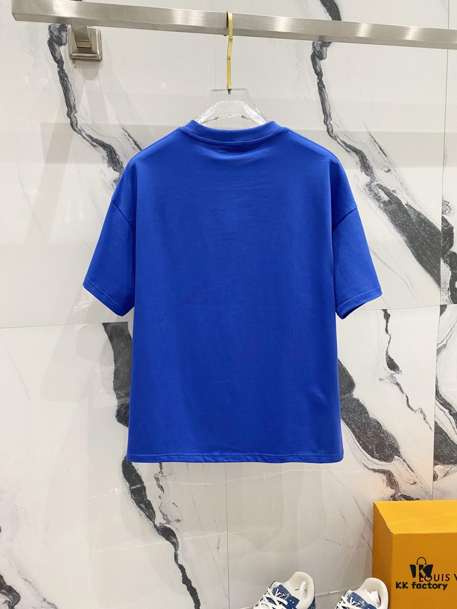 BALMAIN Men's 260g Crew Neck Short Sleeve T-Shirt with Brand Letter Flocked Overlapping Logo Print