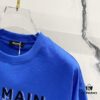 BALMAIN Men's 260g Crew Neck Short Sleeve T-Shirt with Brand Letter Flocked Overlapping Logo Print