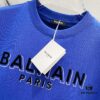 BALMAIN Men's 260g Crew Neck Short Sleeve T-Shirt with Brand Letter Flocked Overlapping Logo Print