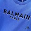 BALMAIN Men's 260g Crew Neck Short Sleeve T-Shirt with Brand Letter Flocked Overlapping Logo Print