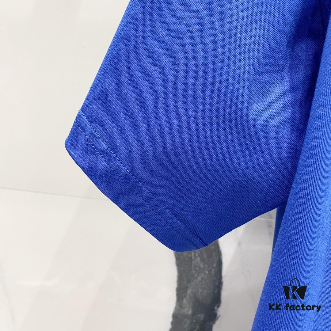 BALMAIN Men's 260g Crew Neck Short Sleeve T-Shirt with Brand Letter Flocked Overlapping Logo Print