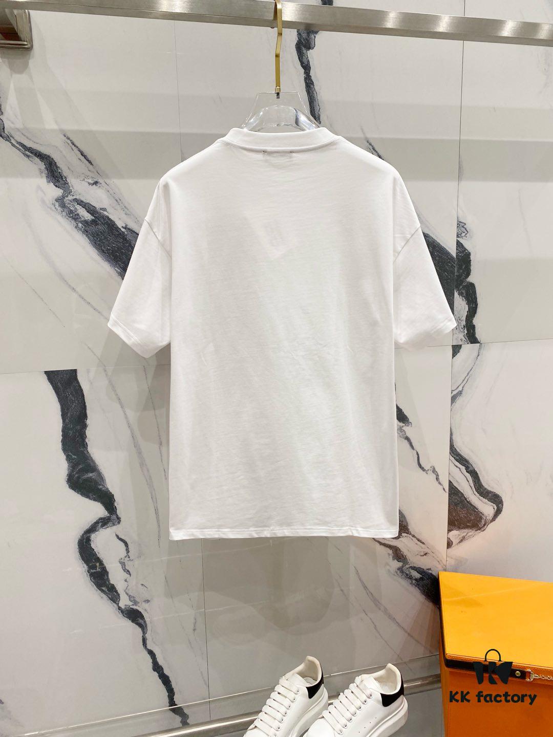 BALMAIN 260g Crew Neck Short Sleeve T-Shirt with Angel Shield and Letter Logo Print