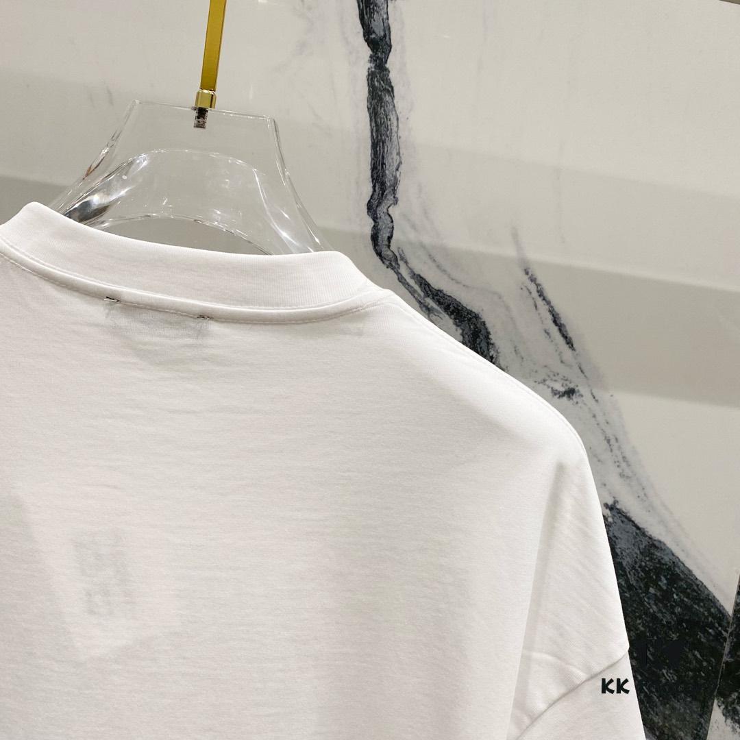 BALMAIN 260g Crew Neck Short Sleeve T-Shirt with Angel Shield and Letter Logo Print