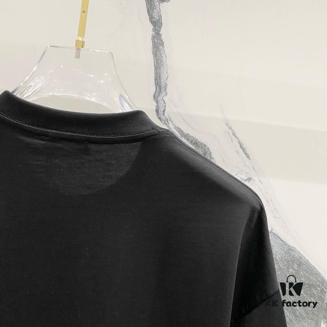 BALMAIN 260g Crew Neck Short Sleeve T-Shirt with Angel Shield and Letter Logo Print